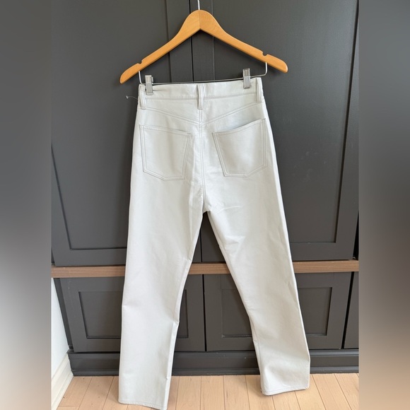 NWT• Agolde 90s Pinch Waist Light Grey Leather Pant • 26 - Picture 5 of 8